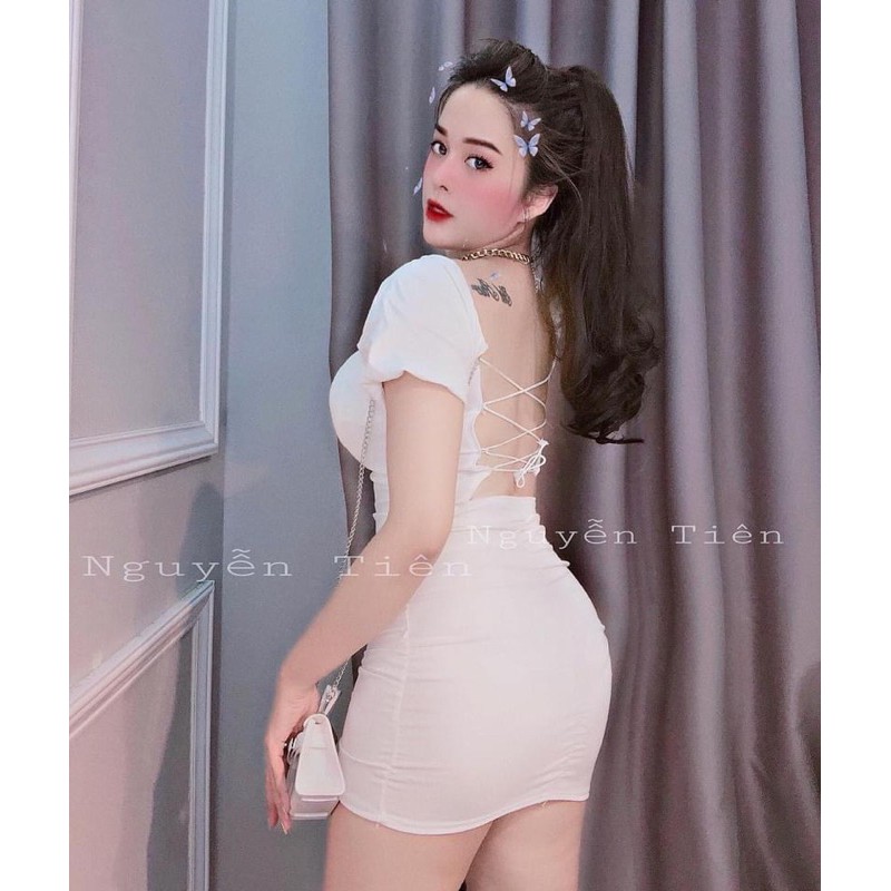 Đầm body đan dây lưng thun borip( có mút ngực) | BigBuy360 - bigbuy360.vn