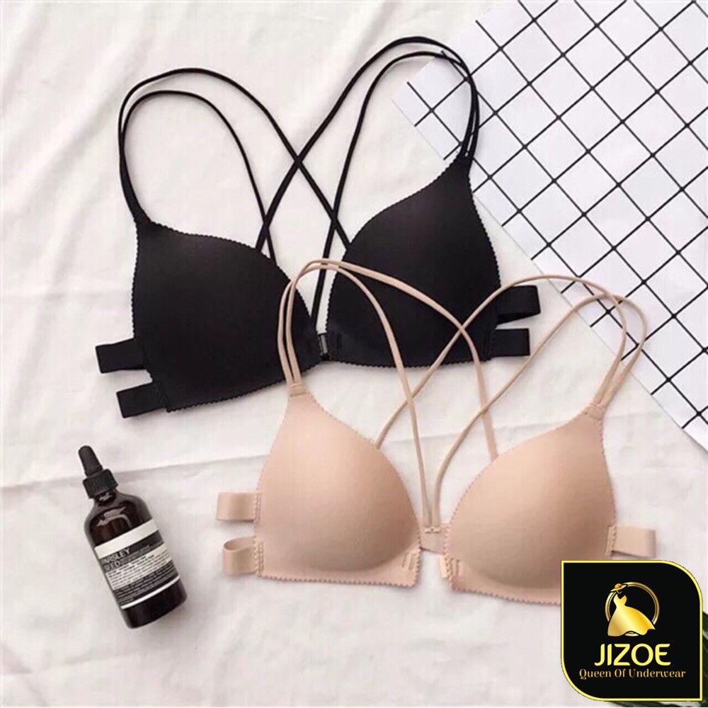 Áo bra nữ quai chéo đúc su cài trước đệm bàn tay nâng ngực JIZOE ALT04
