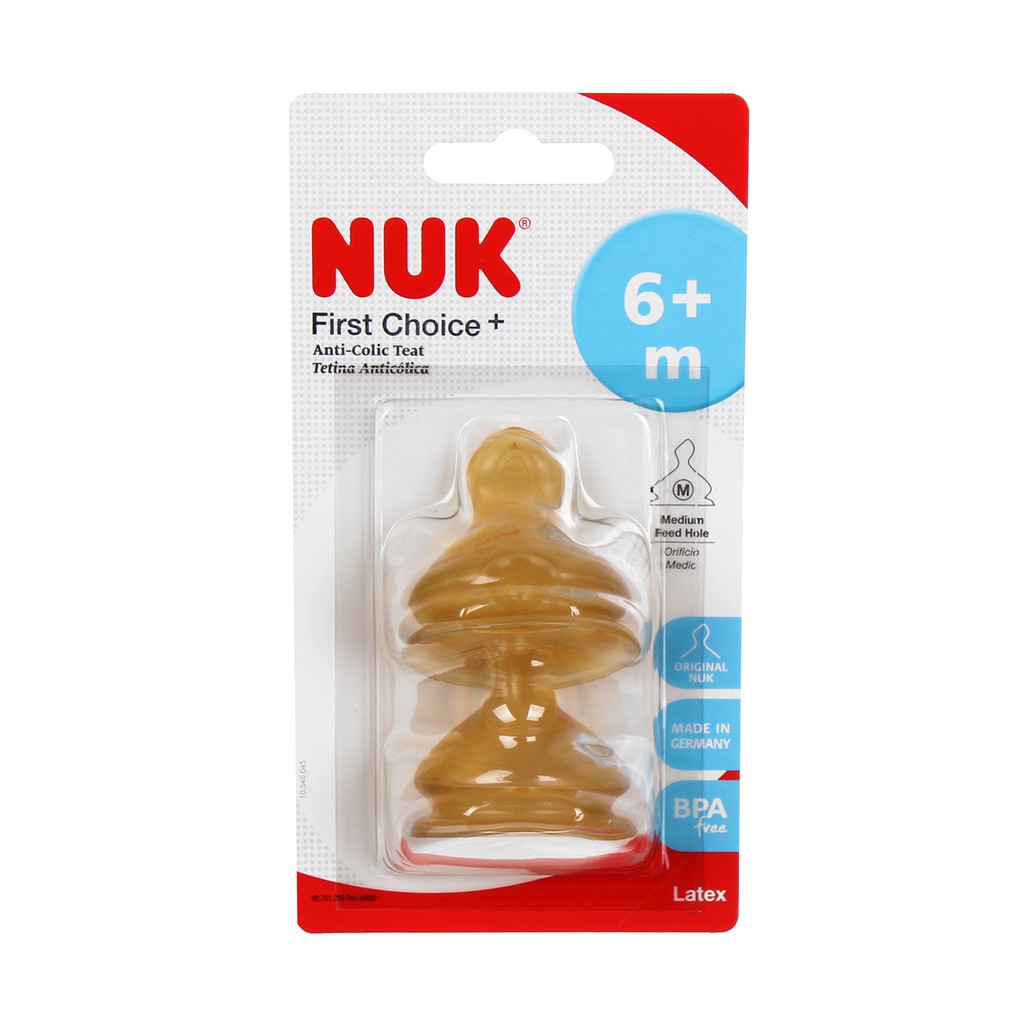BỘ 2 NÚM TY NUK CAO SU CỔ RỘNG 0-6M/6M+