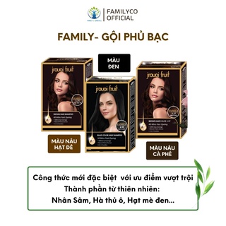 Hộp Dầu gội đen phủ bạc thuốc nhuộm thảo dược đen nâu hạt dẻ nâu cafe nhuộm tóc tại nhà FAMILY jrouoi fruit