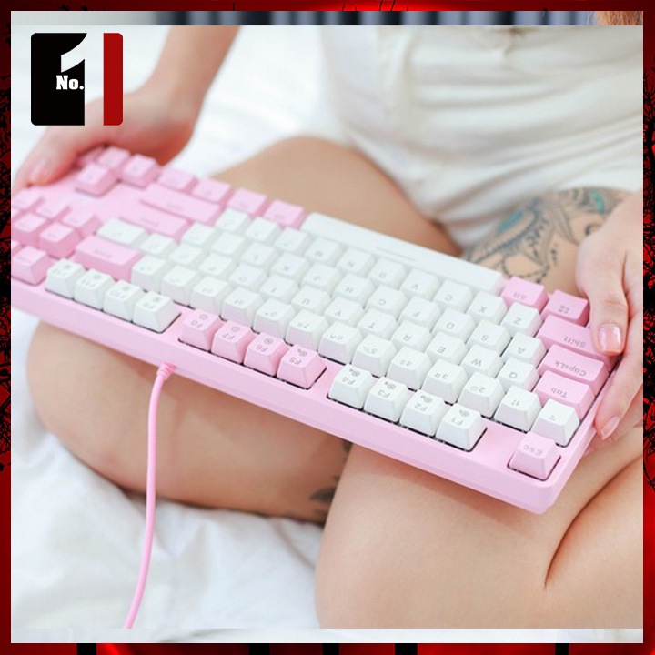 Bàn Phím Cơ Gaming Máy Tính DareU EK87 Màu Hồng Led RGB Bàn Phím Vi Tính Laptop Pc Chơi Game Dễ Thương Có Dây