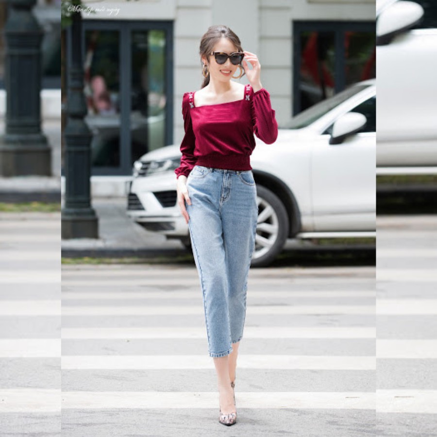 Quần Jean nữ H&H Luxury Dáng Baggy tôn dáng Màu xanh - Jean nữ hàng thiết kế đủ size | BigBuy360 - bigbuy360.vn