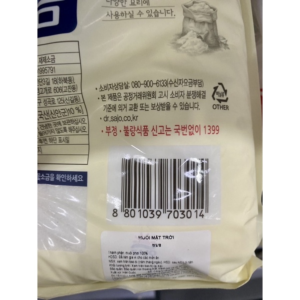 &lt;HOT&gt; Muối mặt trời Hàn Quốc 500g/1kg