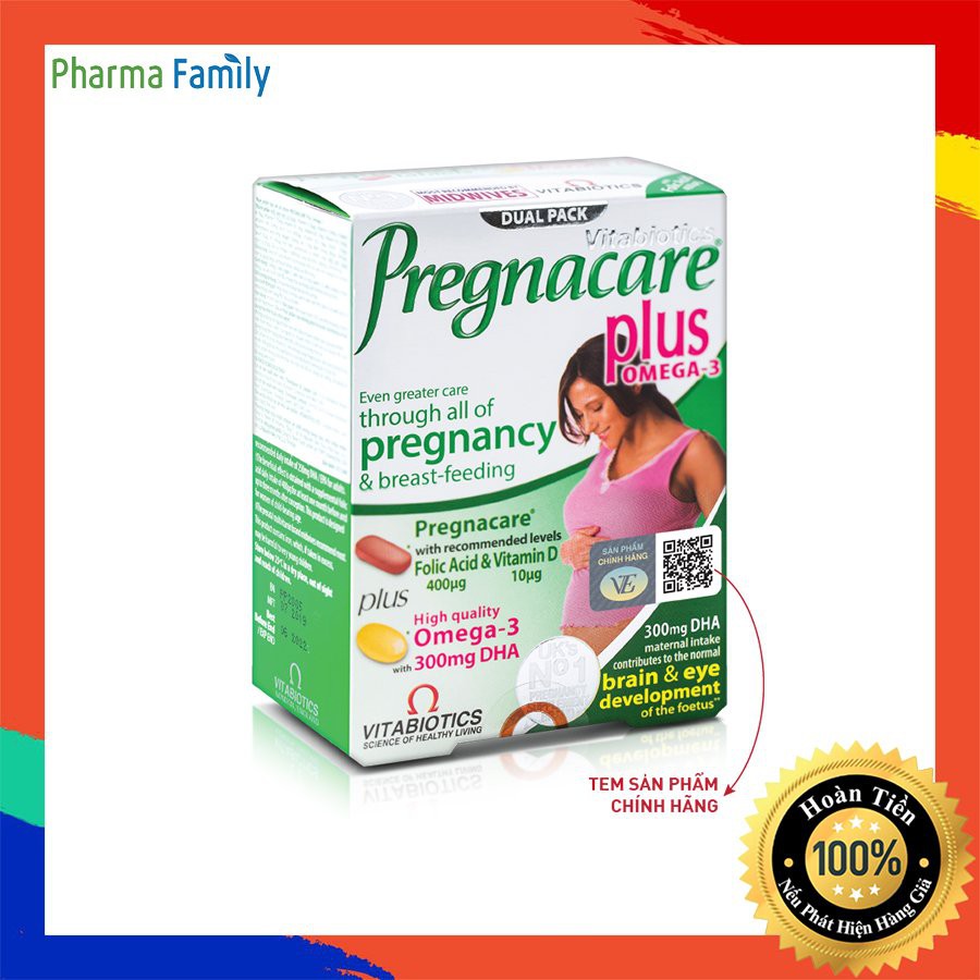 [CHÍNH HÃNG] PREGNACARE PLUS OMEGA3- BỔ SUNG VITAMIN & KHOÁNG CHẤT CHO PHỤ NỮ MANG THAI & CHO CON BÚ