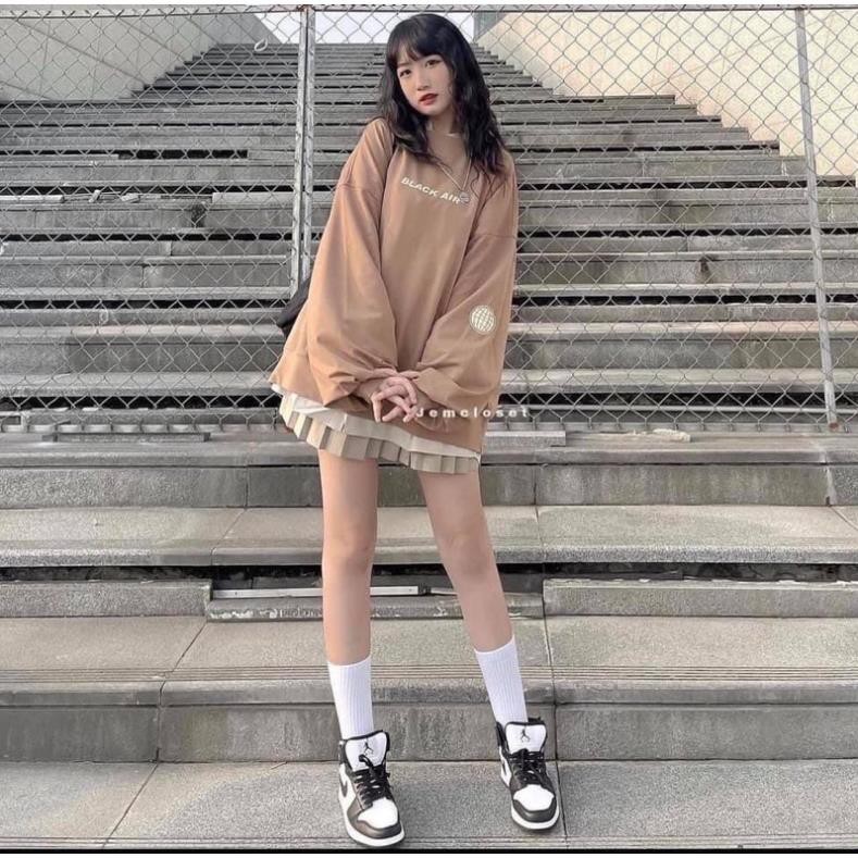 ÁO SWEATER NỈ BLACK AIR MÀU NÂU BE TAY BỒNG FREESIZE, ÁO SWEATER UNISEX NAM NỮ CÁ TÍNH DT91 | BigBuy360 - bigbuy360.vn