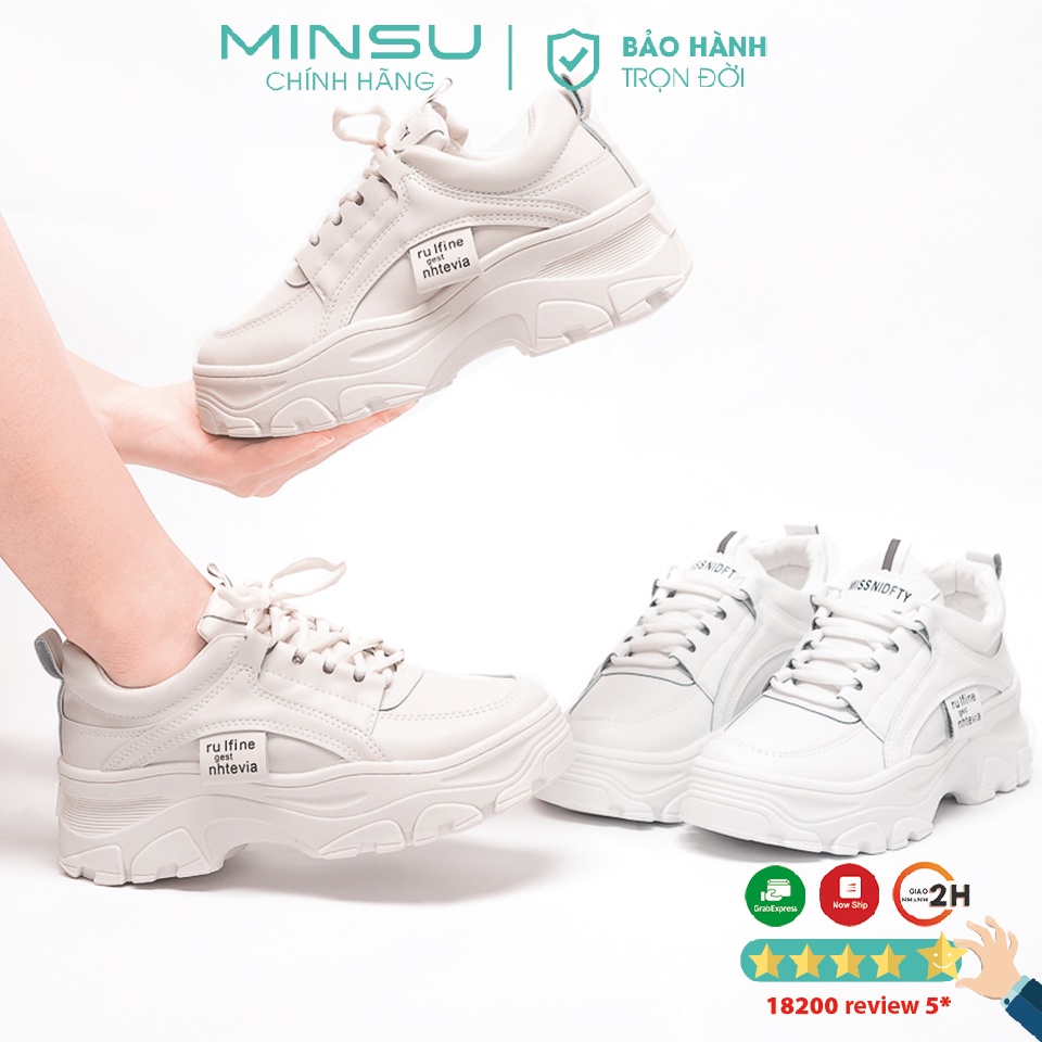 GiàyThể Thao Sneaker Nữ Độn Đế MINSU M3703 Tăng Chiều Cao Hàn Quốc Phù Hợp Đi Chơi, Đi Học