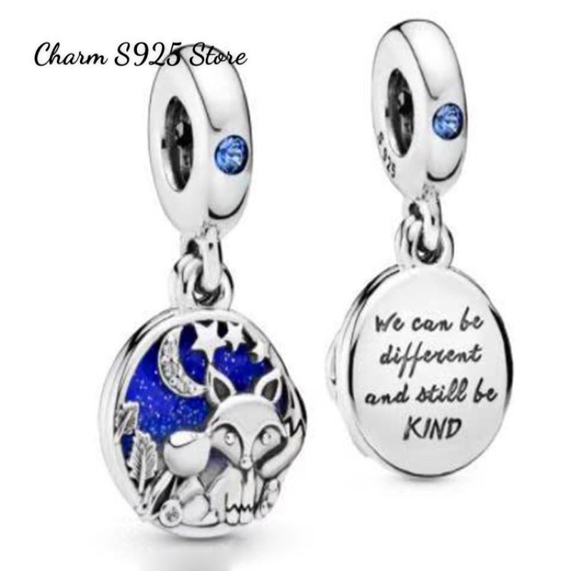 CHARM PAN ALE TREO HOẠ TIẾT HỒ LY DƯỚI TRĂNG BẠC S925 HÀNG CAO CẤP