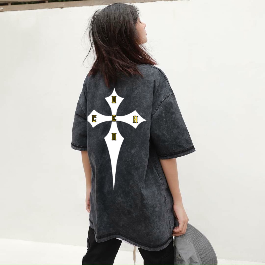 Áo thun CROSS OCEAN unisex tay lỡ Local brand - Áo phông Ullzang tay lỡ nam nữ 2 Màu 100% Cotton - OCEAN.CLO