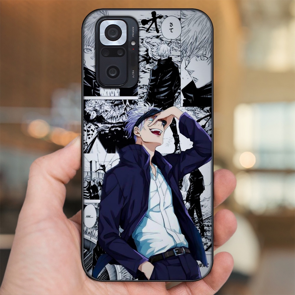 Ốp lưng Xiaomi Redmi Note 10 Pro viền đen in hình Satoru Jujutsu Kaisen