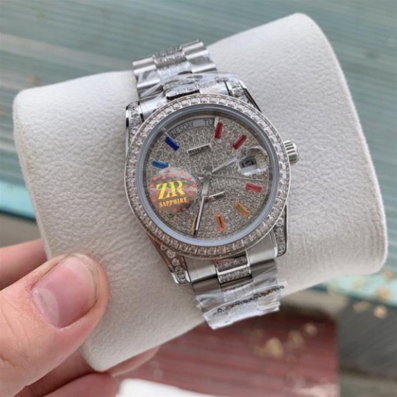 Đồng Hồ Nam RoLex Sapphire RA35 Full đá cọc đá màu Máy cơ Automatic Nhật Chống xước Tuyệt Đối