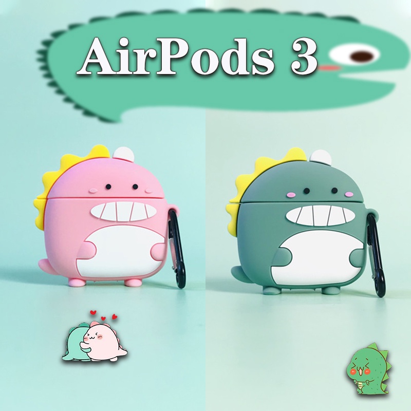 Vỏ Bảo Vệ Hộp Sạc Tai Nghe compatible AirPods Pro/compatible AirPods 3/Pro 2 Gen Hình Khủng Long Màu Hồng Dễ Thương