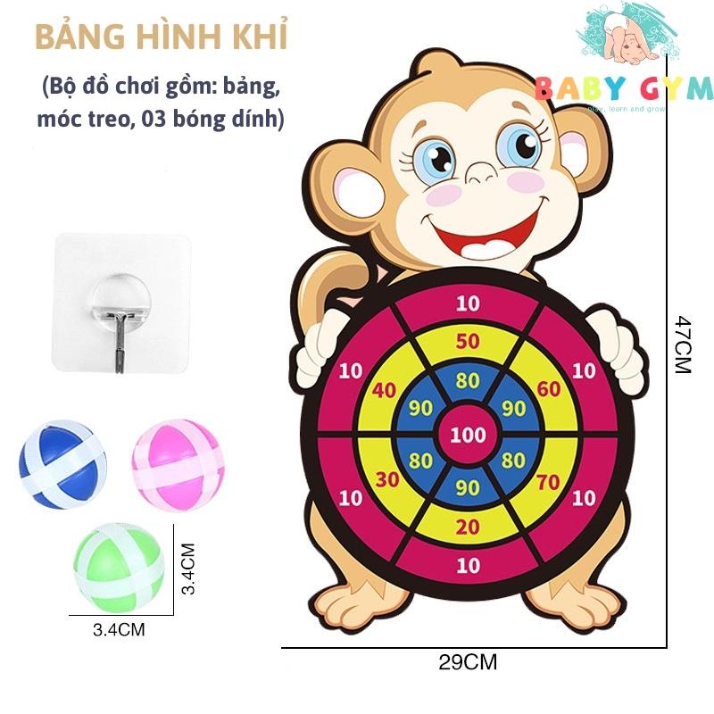 Bảng phi tiêu ném bóng dính cho bé, bảng ném bóng gai hình con vật - BABYGYM