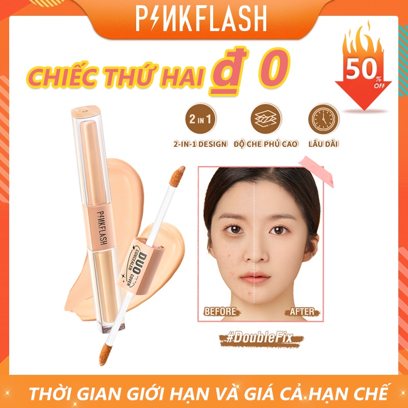 Kem Che Khuyết Điểm 2 Trong 1 Che Phủ Quầng Thâm Làm Sáng Da Trọng Lượng 40g PINKFLASH DoubleFix