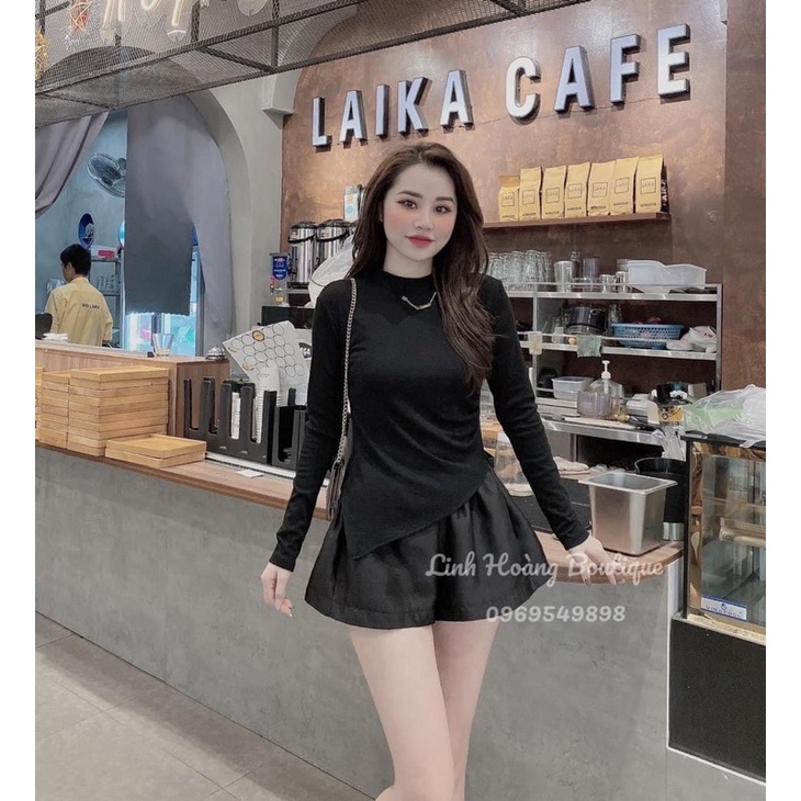 Áo Dài Tay Xích Cổ Nhún Eo Vạt Chéo Hàng Đẹp Loại 1 | BigBuy360 - bigbuy360.vn