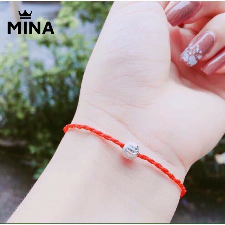 [Mã FAMAYFA giảm 10K đơn 50K] Vòng chỉ đỏ may mắn mix bi bạc - MINA JW | Vòng tay handmade