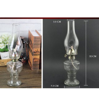 Đèn dầu thủy tinh loại lớn kiểu dáng cổ điển, sử dụng cồn hoặc dầu hỏa, dây bấc, dùng cho ban thờ, phòng ngủ, đám cưới