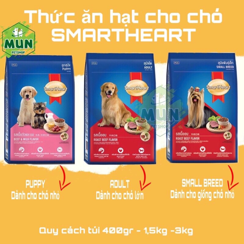 Thức ăn cho Chó túi 1,5kg SmartHeart Puppy - Adult -Small Breed
