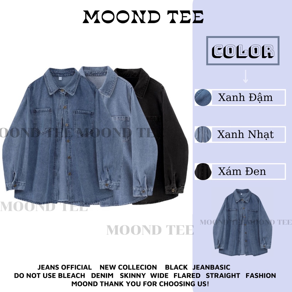 Áo Khoác Jean Sơ Mi UNISEX Nam Nữ Form Rộng CÁ TÍNH phong cách Ulzzang Cực HOT HIT (MOOND TEE)
