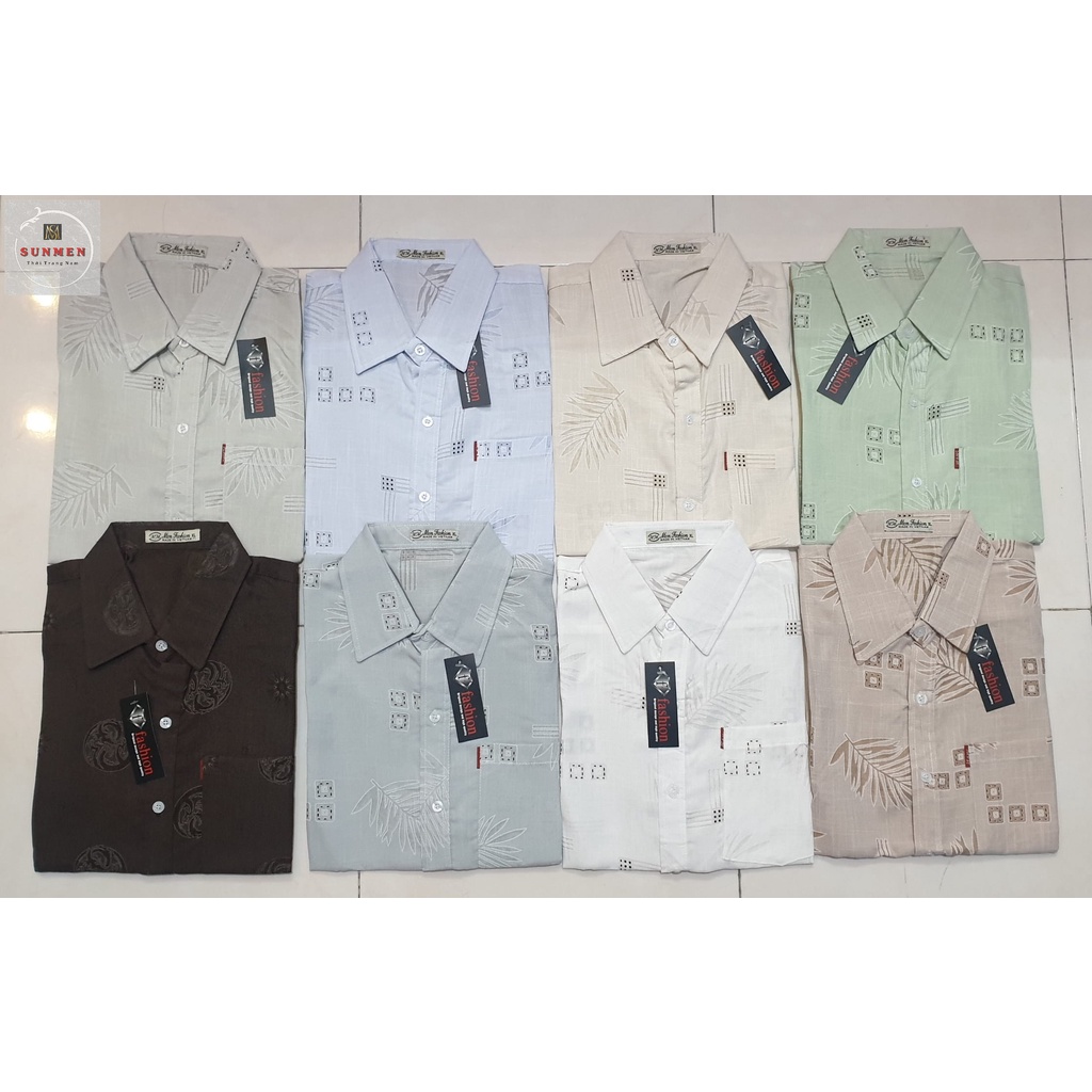 [HCM] Áo Sơ Mi Nam Trung Niên Tay Ngắn Vải Đũi Cao Cấp Siêu Mát From Rộng Rãi Thoải Mái In Họa Tiết Đẹp Size Từ 50-90kg