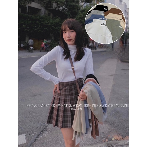 (Ảnh thật) Áo thun tăm cổ leo dài tay tag Free the.sweaterweather TSW