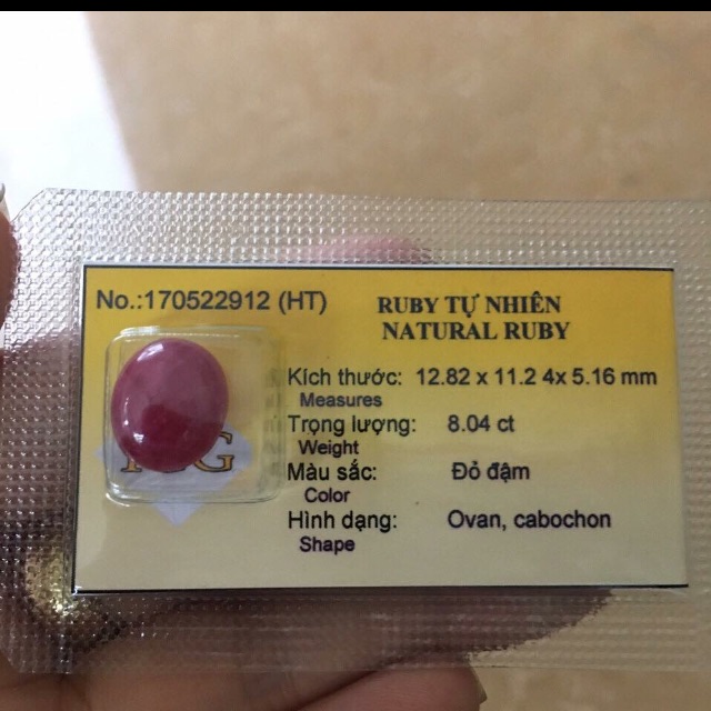 Viên Ruby đã Kiểm định