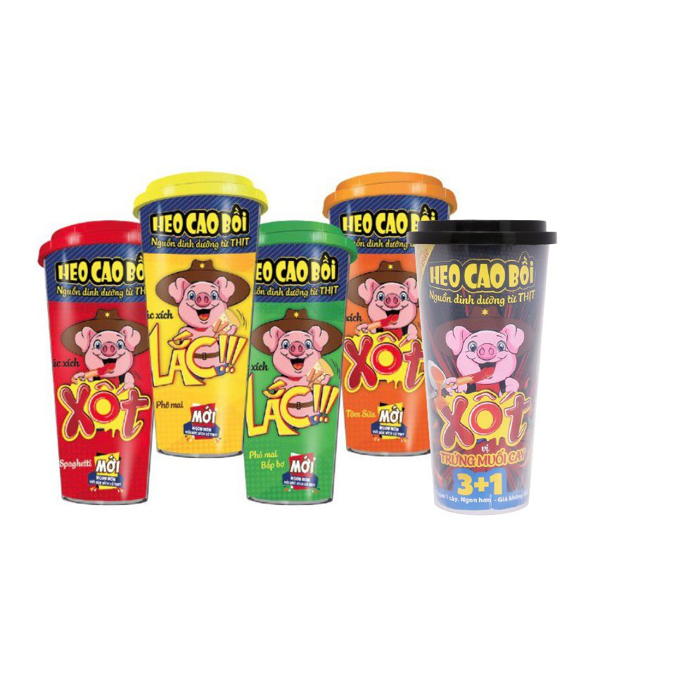 Xúc xích lắc Heo Cao Bồi vị Phô mai/Phô mai bắp bơ/Tôm sữa/Xốt Spaghetti/Trứng muối cay