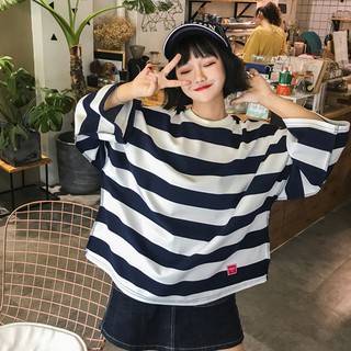 MB005 Áo phông kẻ ngang oversize