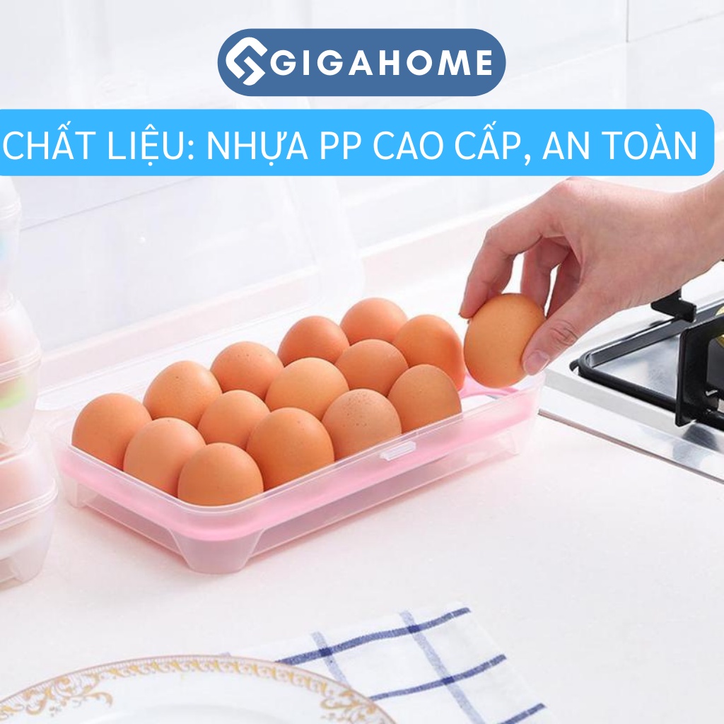 Hộp Đựng Trứng 15 Quả GIGAHOME Có Nắp Đậy Kín,  Đế Chống Trượt 1030