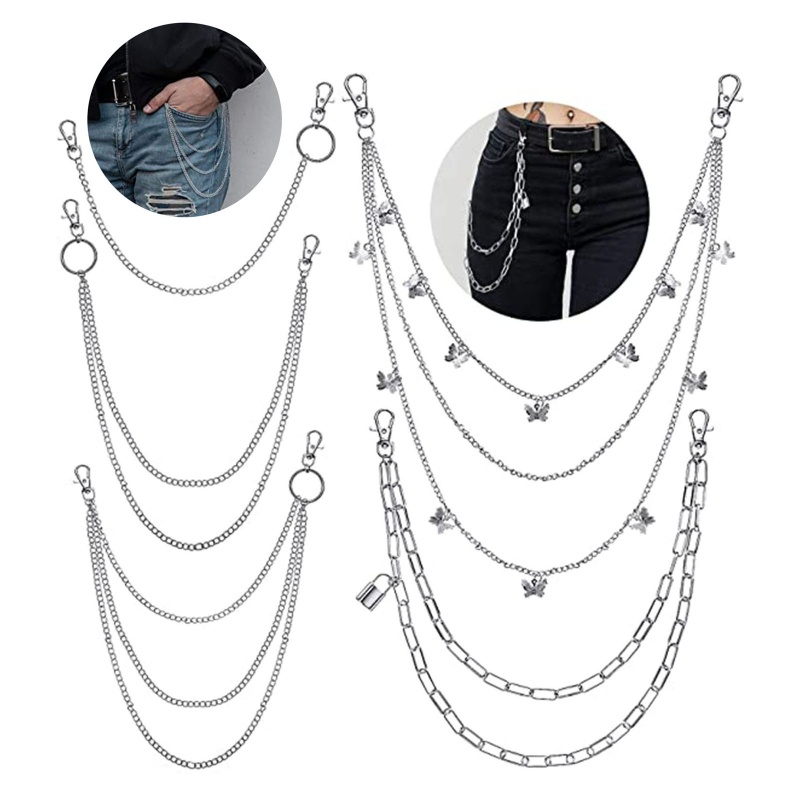 Set 5 Dây Xích Kim Loại Đeo Hông / Quần Phong Cách Hip Hop Cá Tính