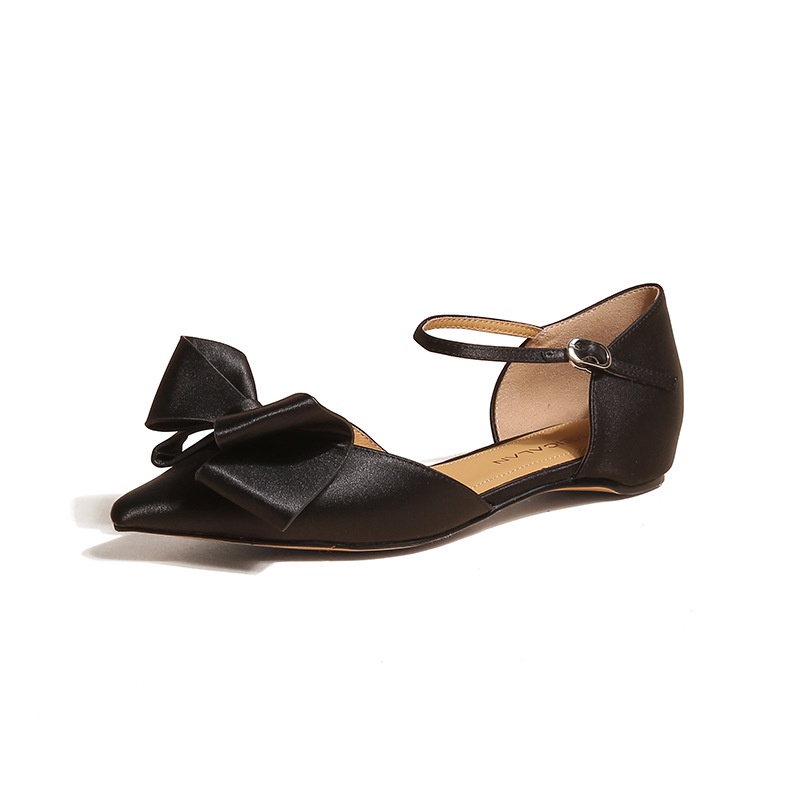 IELGY Xăng đan Đế Thấp Đính Nơ Phong Cách Hàn Quốc Cho Nữ