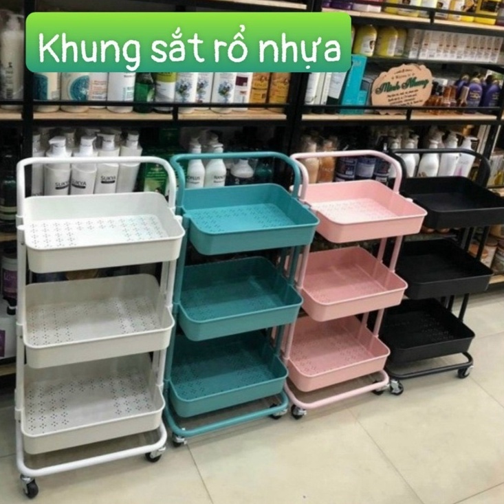 kệ nhựa 3 tầng đựng đồ nail- spa - phun xăm
