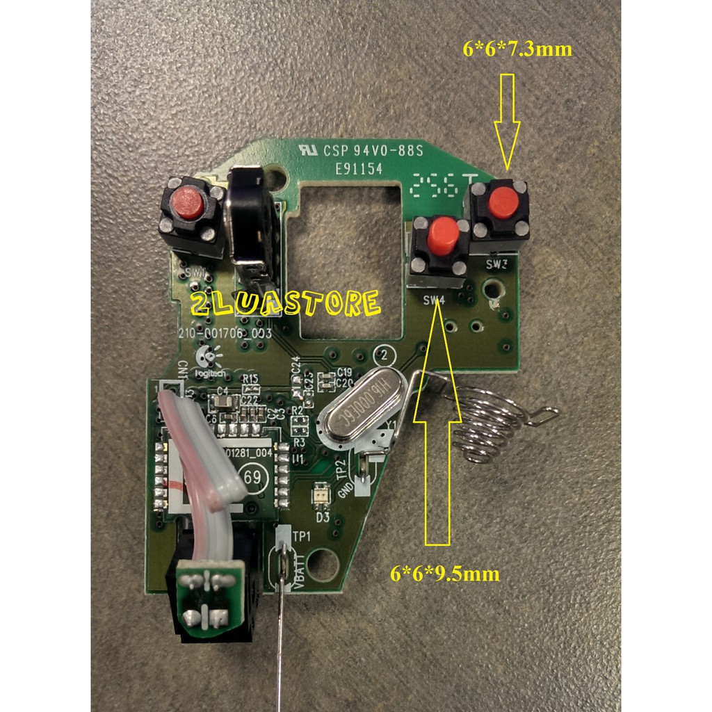 Nút bấm chuột KAILH Silent Switch 6*6*4.3/9.5mm - 8 Triệu lần bấm - Hàng Chính Hãng