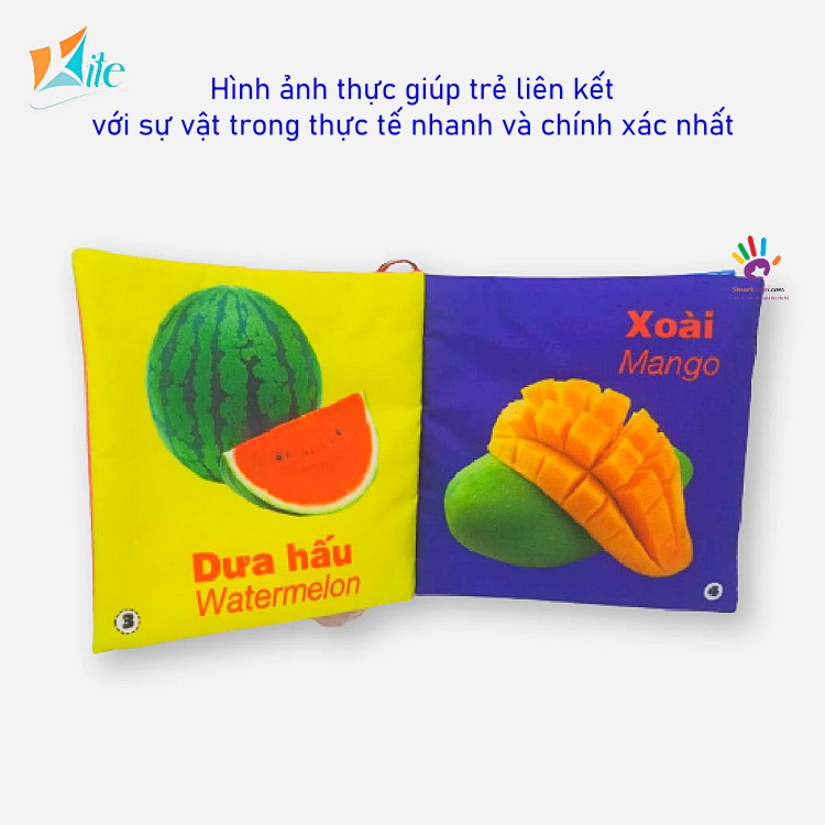 SET PHÁT TRIỂN NGÔN NGỮ- 4 sách vải Song Ngữ hàng Việt Nam chất lượng cao kèm hướng dẫn trò chơi cùng bé