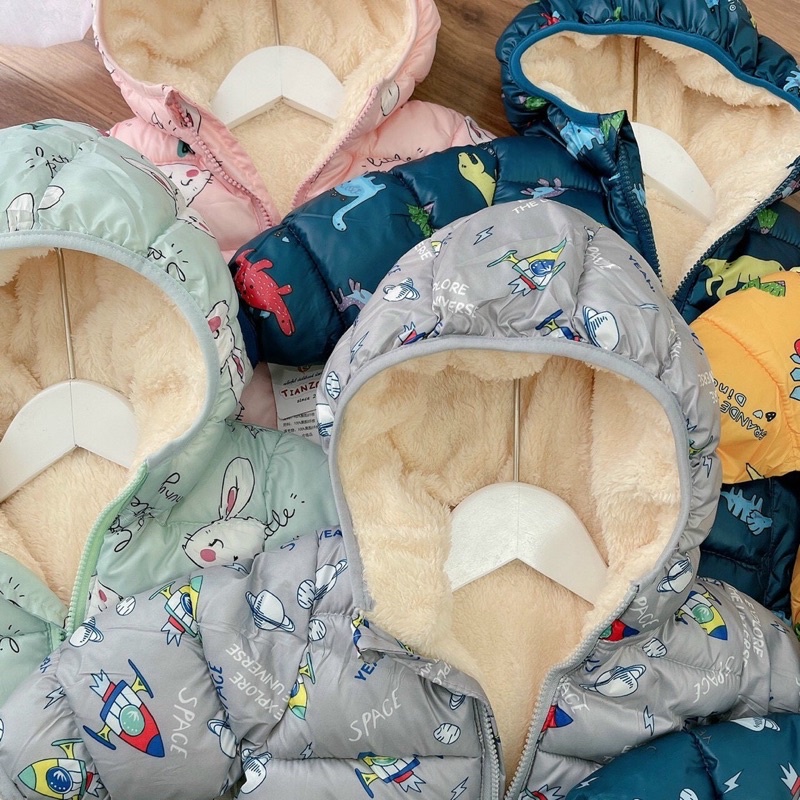 Áo khoác phao lót lông cừu hàng Quảng Châu siêu ấm cho bé trai, bé gái- Áo khoác phao cho bé từ 8-22kg Kidbabyonline