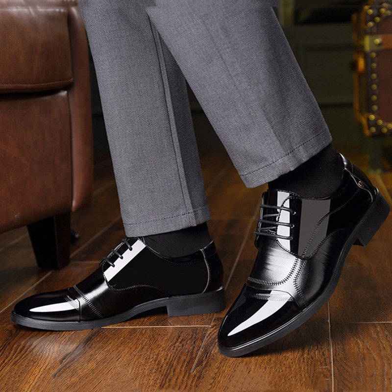 Men's leather shoes increase leisure business dress flat light student suit young wedding shoes 4678 large size plus vel