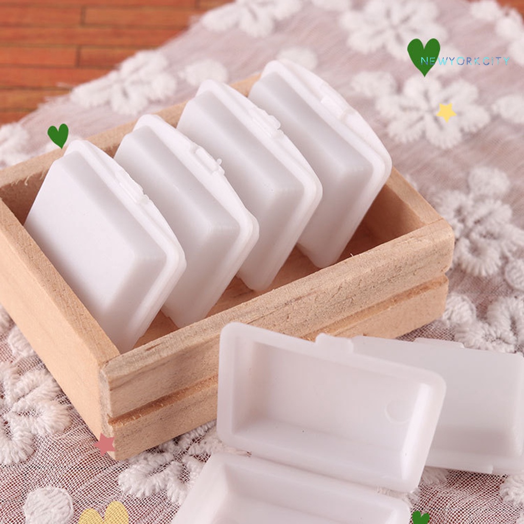 Set 2 Hộp Cơm Trưa Mini Bằng Nhựa Đa Năng Cho Nhà Búp Bê 1/12