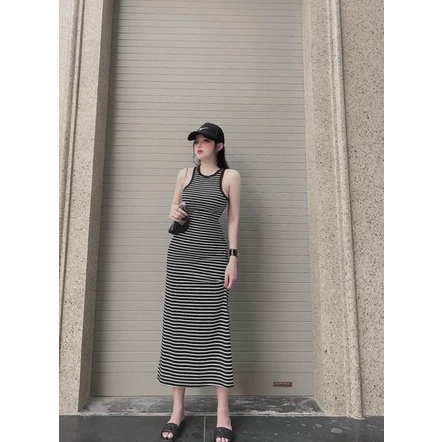 Váy body sexy FM Style dáng dài ôm eo tay cộc sát nách chất thun co giãn 4 chiều tôn dáng cao cấp đi chơi 220322070