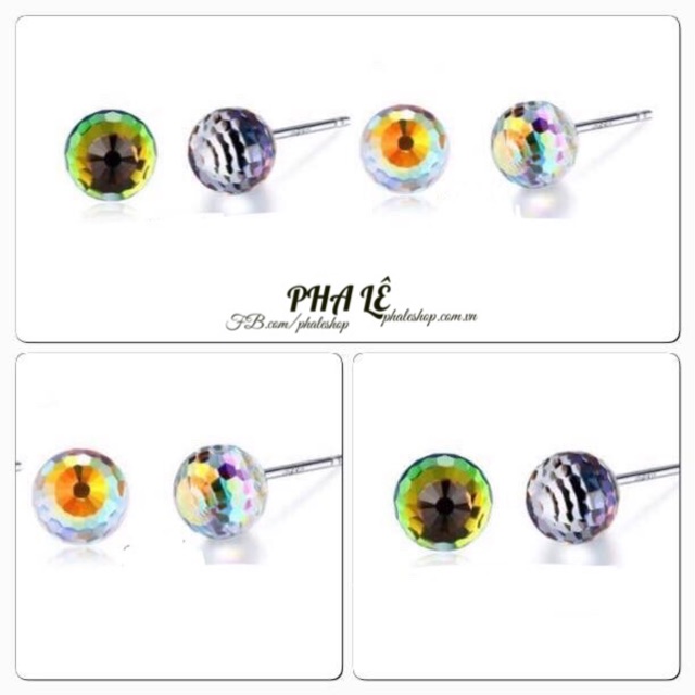 Bông Sát Tai Pha Lê Tròn Dát Nhiễn Được Thiết Kế Từ Pha Lê Swarovski
