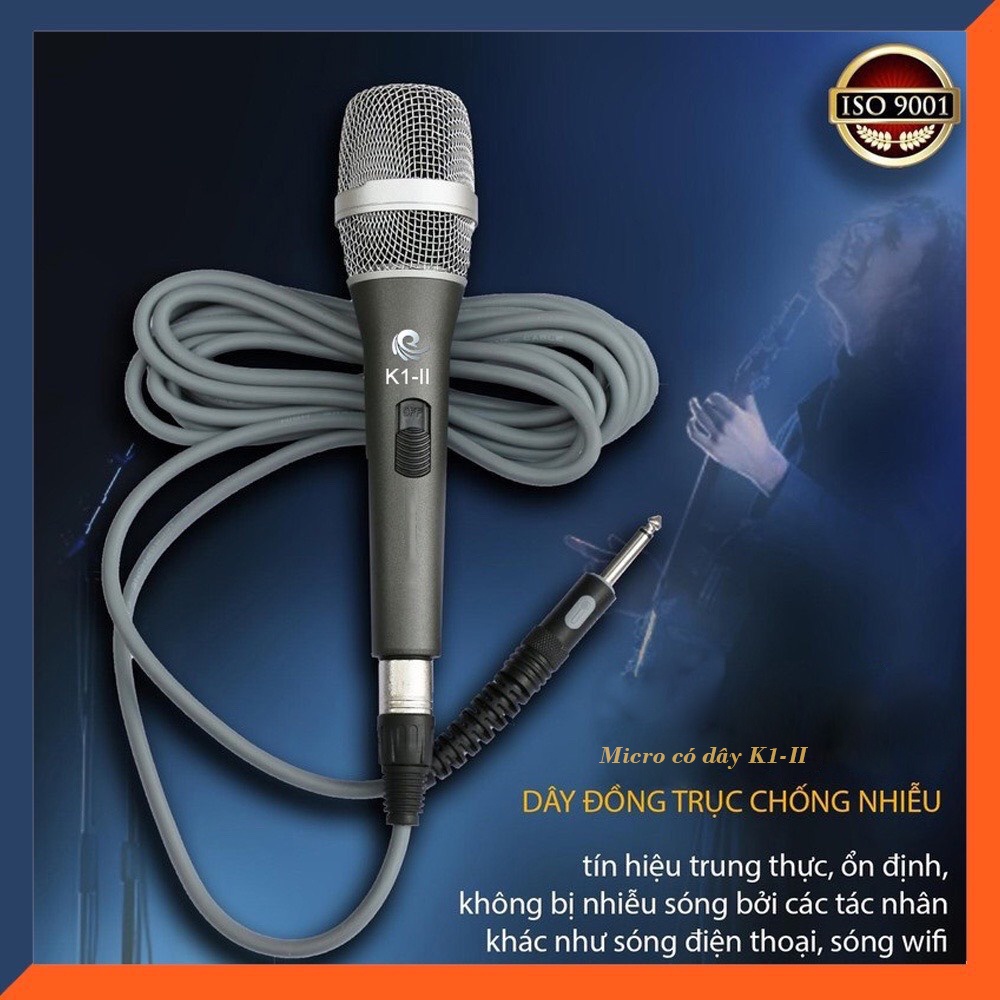 Micro karaoke có dây Vietstar K1 II, hút mic tốt, Dây dài 5m, chống nhiễu tốt