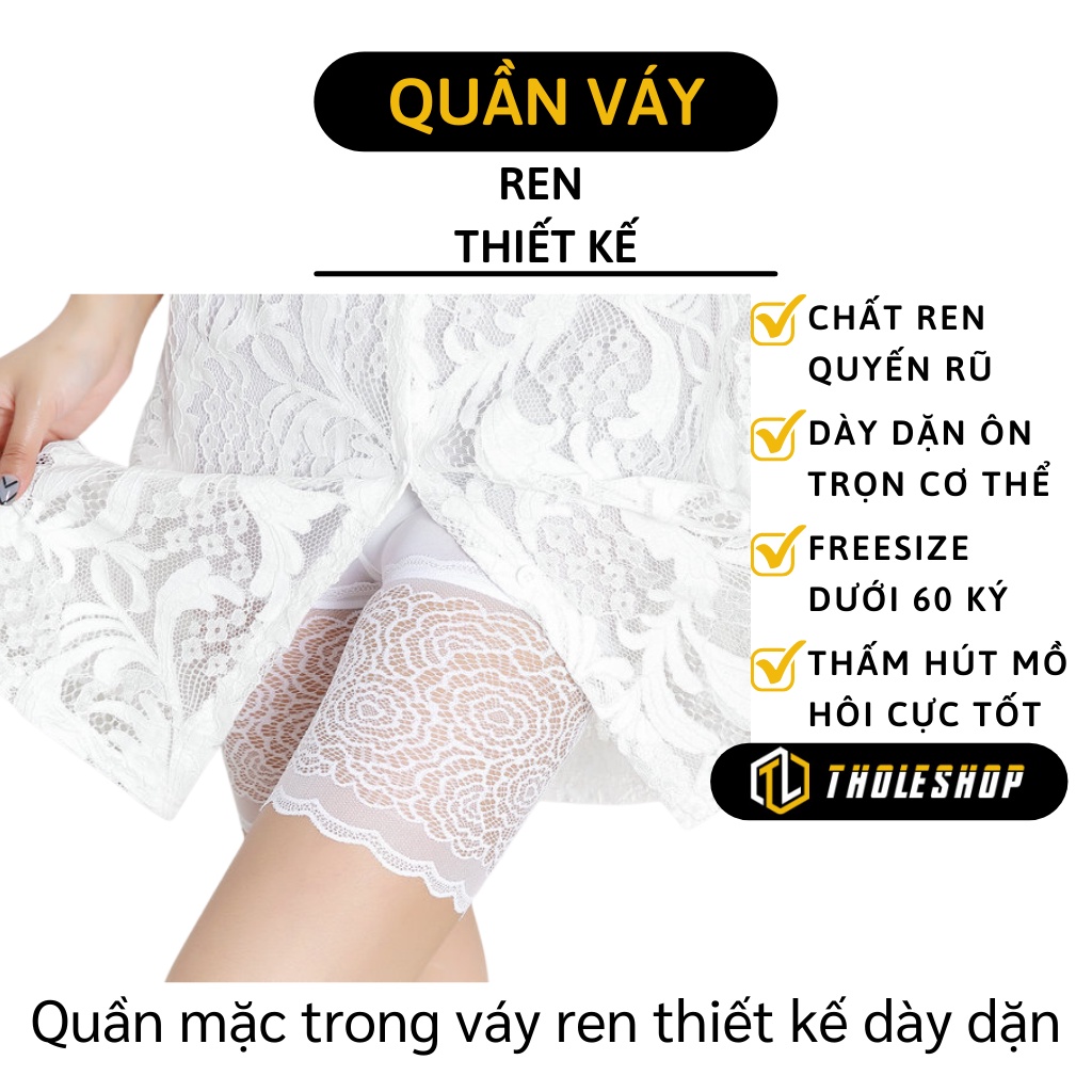 Quần Mặc Váy - Quần Đùi Thun Mặc Ngủ Phối Ren, Thấm Hút Mồ Hôi, Gọn Vòng Eo 6951