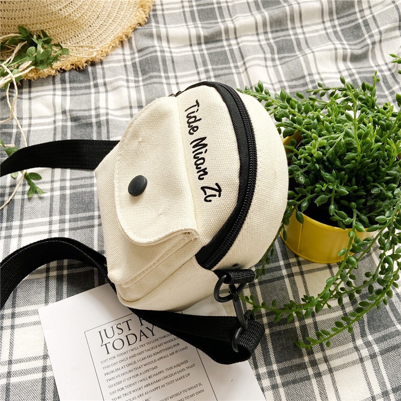 Túi Đeo Chéo Bằng Vải Canvas Phong Cách Hàn Quốc Dễ Thương Dành Cho Nữ