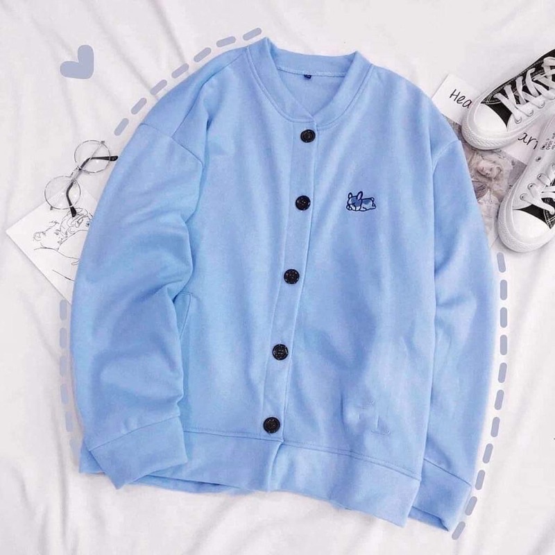[RẺ VÔ ĐỊCH] Áo khoác bomber cadigan cún nằm logo ngực