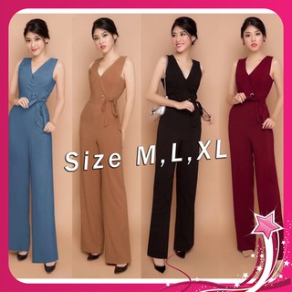 Đồ Bay Dài 🎁FREESHIP🎁Giảm 45k Khi Mua Đơn Từ 500k - Jumpsuit dài ống suông thắt nơ eo sang trọng TJ903