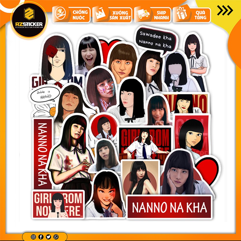 Sticker Nanno - Cô Gái Đến Từ Hư Vô Chất Liệu PVC Chống Nước | STK118 | Sticker Dán Mũ Bảo Hiểm Bình Nước Laptop Vali