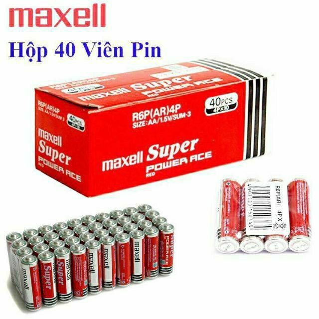 Pin Tiểu Maxell Hộp 40 viên AA - Hộp 40 Viên Pin AA Maxell Giá Rẻ