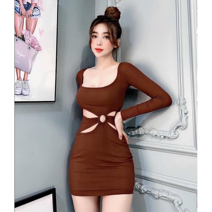 ĐẦM BODY TAY DÀI KHOÉT EO TRANG PHỤC DỰ TIỆC SEXY
