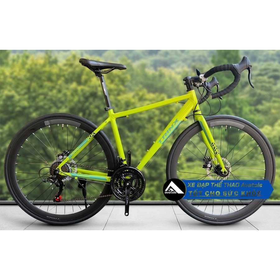 Xe đạp đua TrinX Tempo 1.1, Khung sườn hợp kim nhôm, Bộ truyền động Shimano 21 tốc độ, Bánh xe 700x25C, màu xanh lá