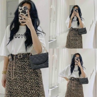 Set Chân Váy Da Beo Kèm Áo Phông In Chữ SV22 CHANREEN [FREESHIP] cả set cực rẻ năng động thể thao Unisex Ulzzang