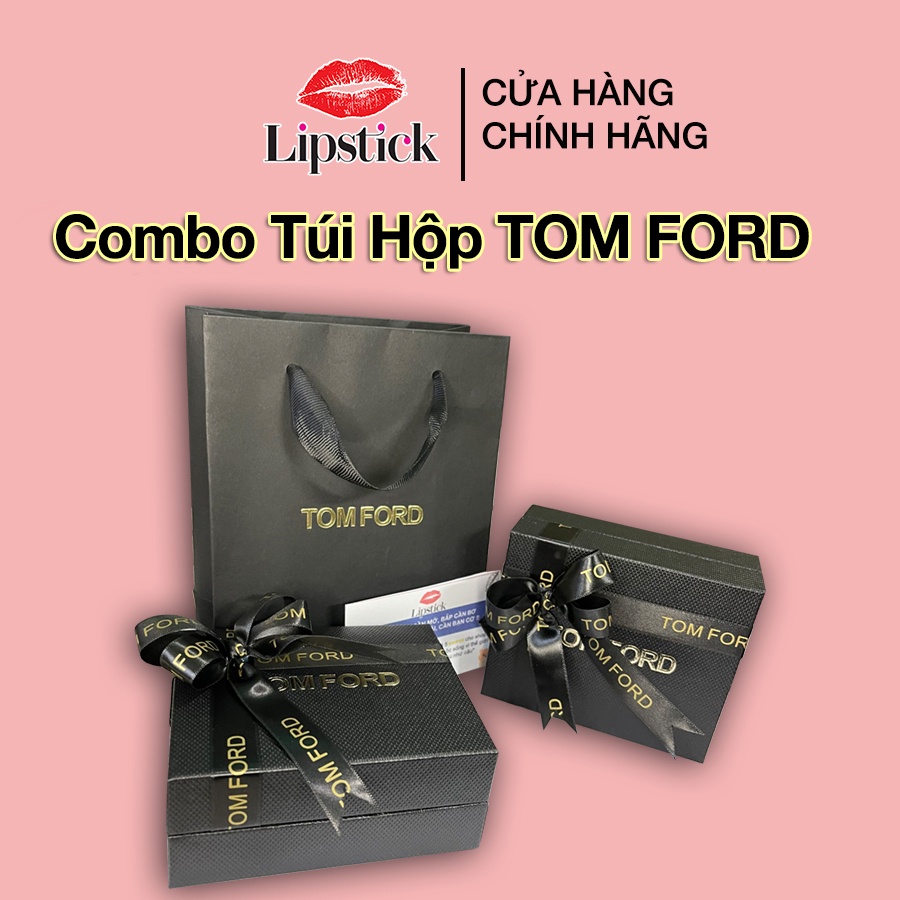 Hộp quà  túi hãng Tom Ford kèm nơ thiệp làm quà tặng, phụ kiện cho son Tom Ford