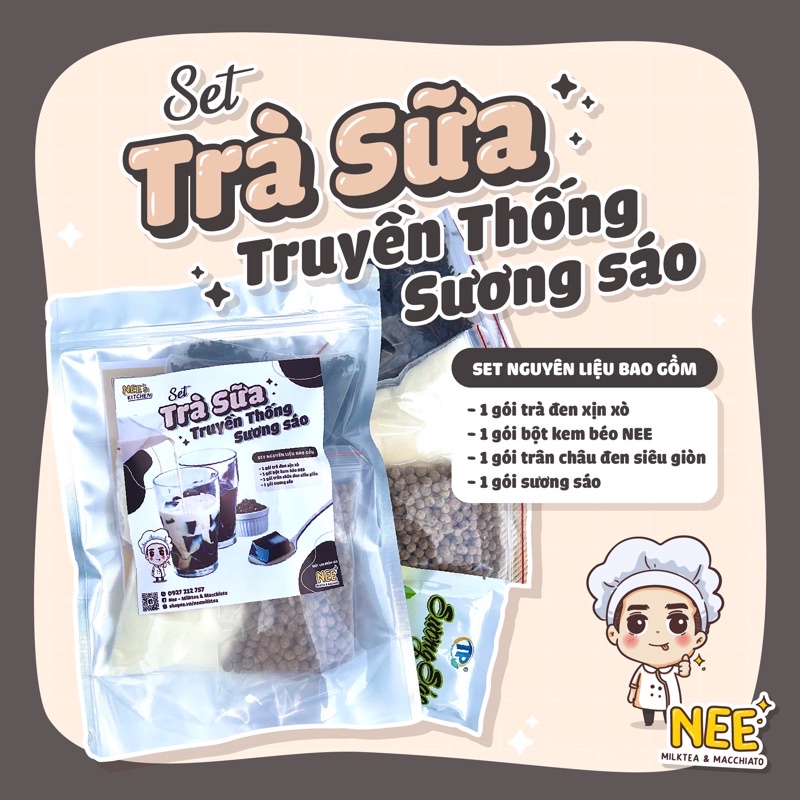 Set nguyên liệu trà sữa truyền thống sương sáo (25-30 ly/set).